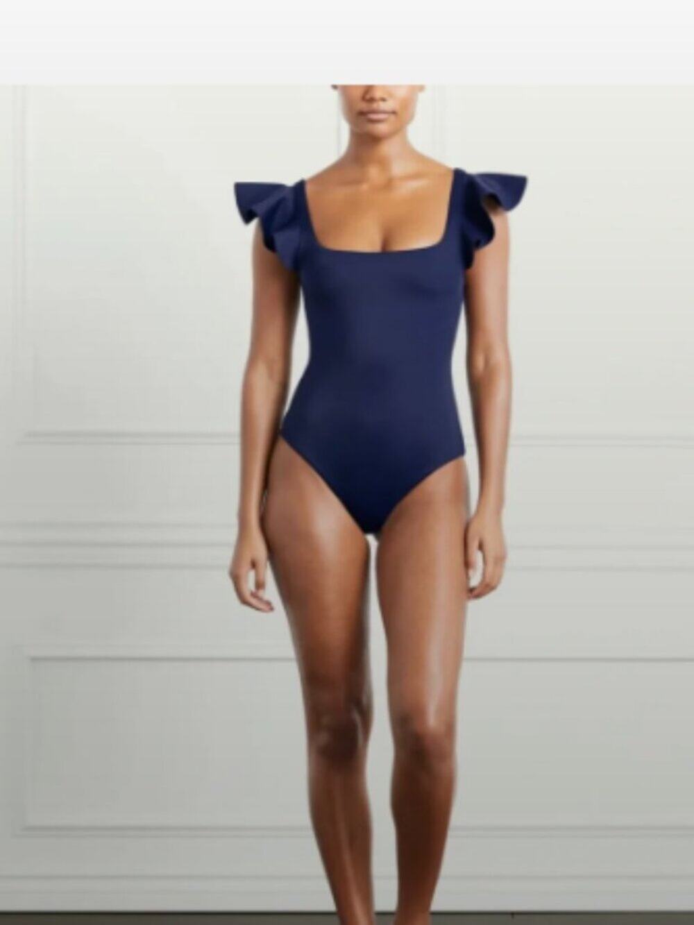 NEW Hill House Rosie One Piece Swimsuit Ruffle in Navy Blue Sz S